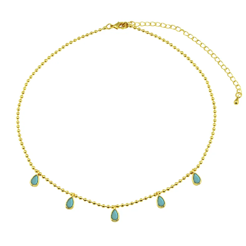 Unmissable Jewelry Clearance – Final Reductions Turquoise Bezel Drop Necklace
