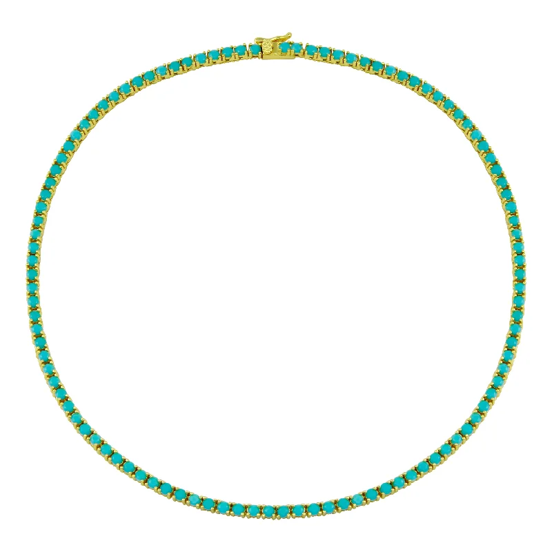 Beautiful Jewelry, Breathtaking Discounts – Hurry In Gold Turquoise Tennis Necklace Beautiful Jewelry, Breathtaking Discounts – Hurry In Gold Turquoise Tennis Necklace
