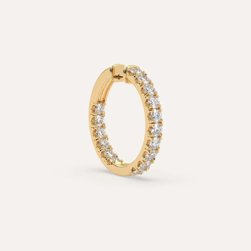 Premium Jewelry, Premium Discounts – Act Fast 1 1/2 carat Single Diamond Hoop Earring Premium Jewelry, Premium Discounts – Act Fast 1 1/2 carat Single Diamond Hoop Earring