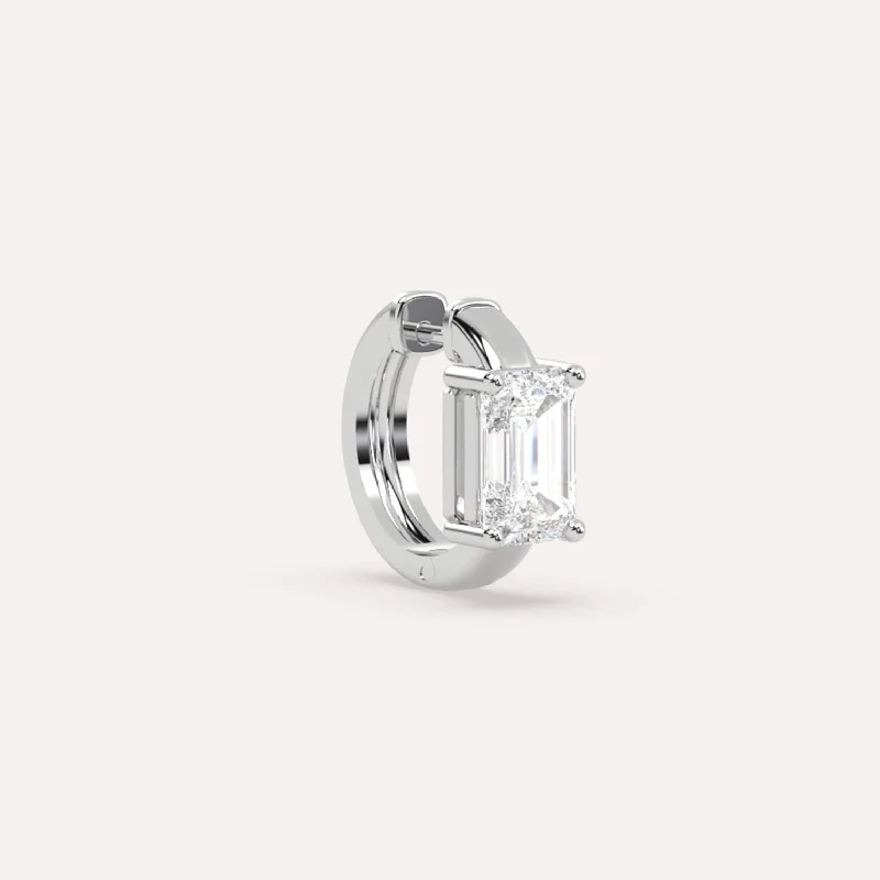 Stunning Jewelry At A Fraction Of The Price 1 1/2 carat Single Emerald Diamond Hoop Earring Stunning Jewelry At A Fraction Of The Price 1 1/2 carat Single Emerald Diamond Hoop Earring