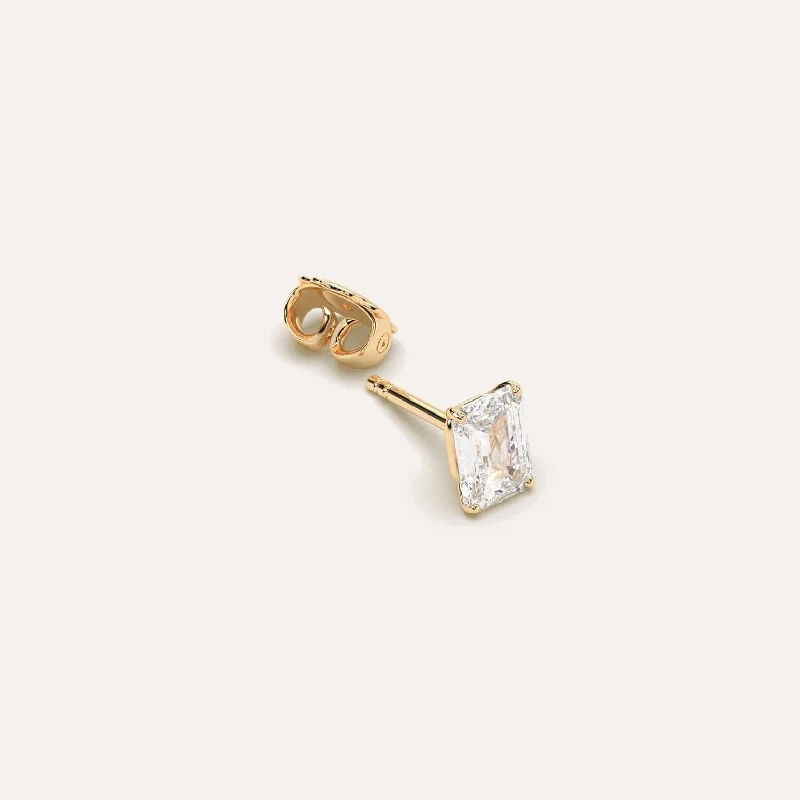 Exclusive Jewelry Sale – Shine For Less 1 1/2 carat Single Emerald Diamond Stud Earring Exclusive Jewelry Sale – Shine For Less 1 1/2 carat Single Emerald Diamond Stud Earring
