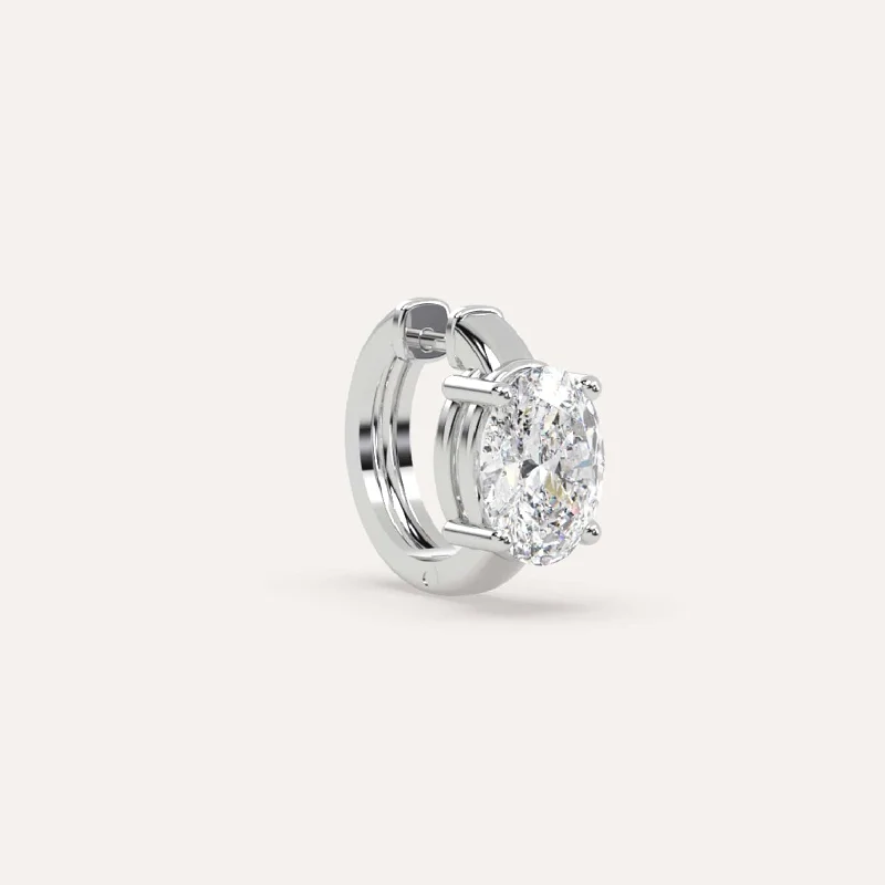 Personalized Engraved Jewelry For Meaningful Gifts 1 1/2 carat Single Oval Diamond Hoop Earring Personalized Engraved Jewelry For Meaningful Gifts 1 1/2 carat Single Oval Diamond Hoop Earring
