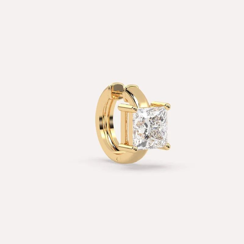 The Perfect Jewelry Piece At The Perfect Price 1 1/2 carat Single Princess Diamond Hoop Earring The Perfect Jewelry Piece At The Perfect Price 1 1/2 carat Single Princess Diamond Hoop Earring