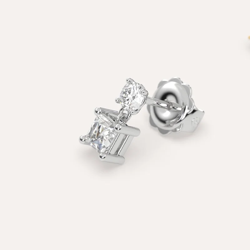 Grab Stylish Jewelry Before The Sale Ends 1/2 carat Single Princess Diamond Drop Earring
