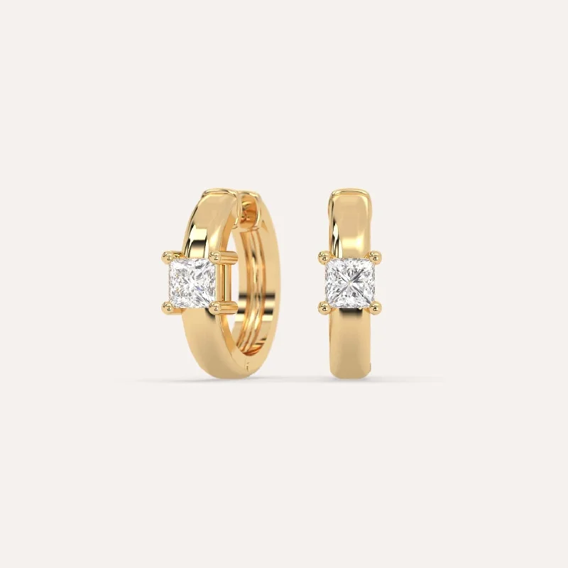 Timeless Jewelry At Special Discount Rates 1/2 carat Princess Diamond Hoop Earrings