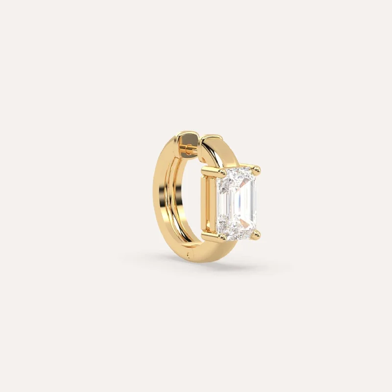 Huge Savings On Timeless Jewelry Collections 1 carat Single Emerald Diamond Hoop Earring Huge Savings On Timeless Jewelry Collections 1 carat Single Emerald Diamond Hoop Earring
