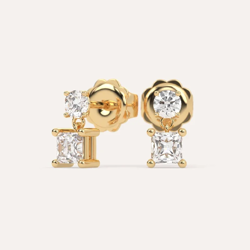 Fashion-Forward Jewelry At Exclusive Discounts 1 carat Princess Diamond Drop Earrings