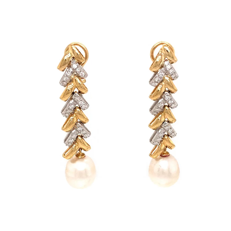 Trendy And Classic Jewelry Now At Reduced Prices 18k Gold Diamond and Pearl Drop Earrings Trendy And Classic Jewelry Now At Reduced Prices 18k Gold Diamond and Pearl Drop Earrings