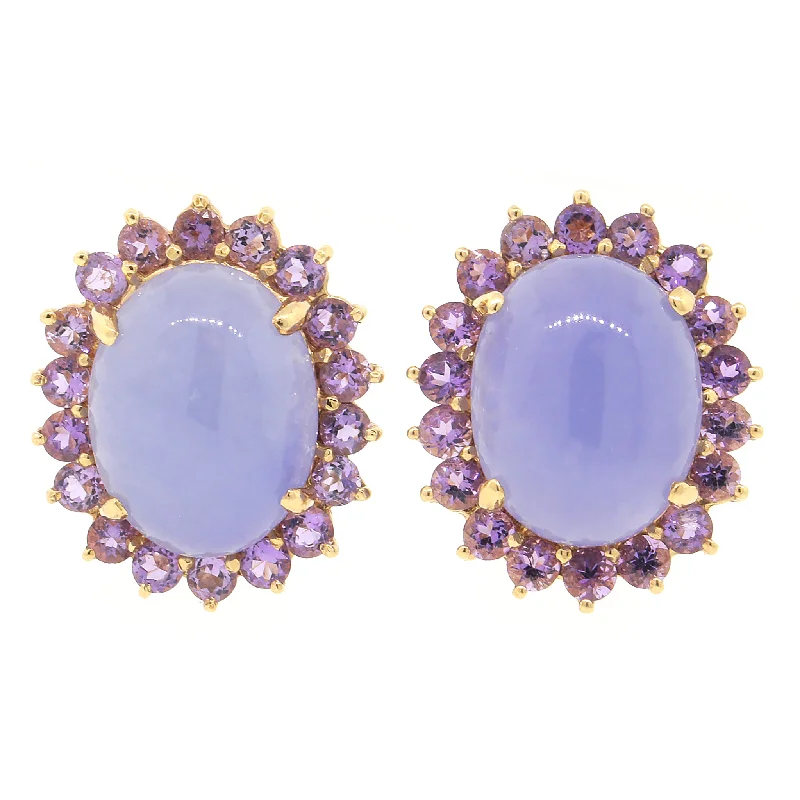Grab Your Favorite Jewelry At The Lowest Prices Amethyst Cabochon 14k Gold Earrings
