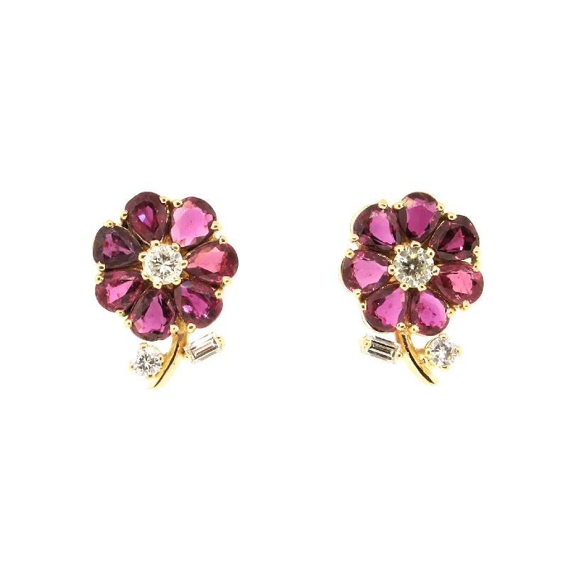 Jewelry Clearance Sale – Final Reductions Ruby & Diamond Tea Rose Flower Earrings