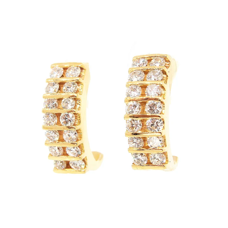 Fashion-Forward Jewelry At Incredible Prices Double Row Diamond Half Hoops Earrings Fashion-Forward Jewelry At Incredible Prices Double Row Diamond Half Hoops Earrings