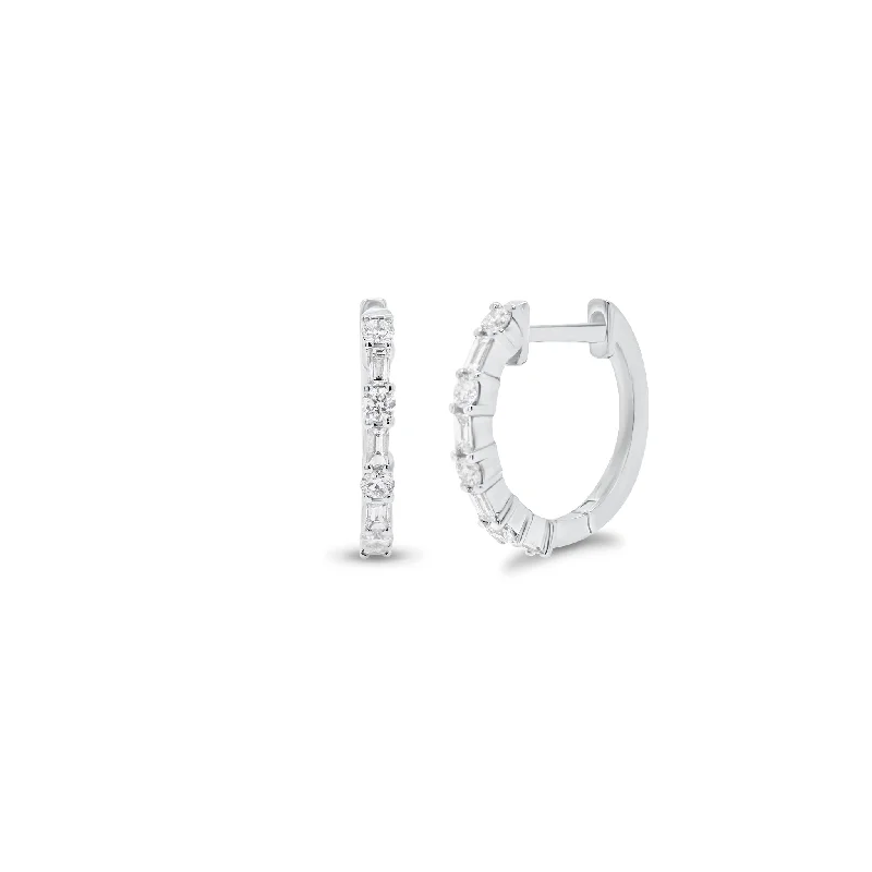 Exclusive Jewelry Sale – Grab Timeless Pieces Now Round & Baguette Diamond Huggies