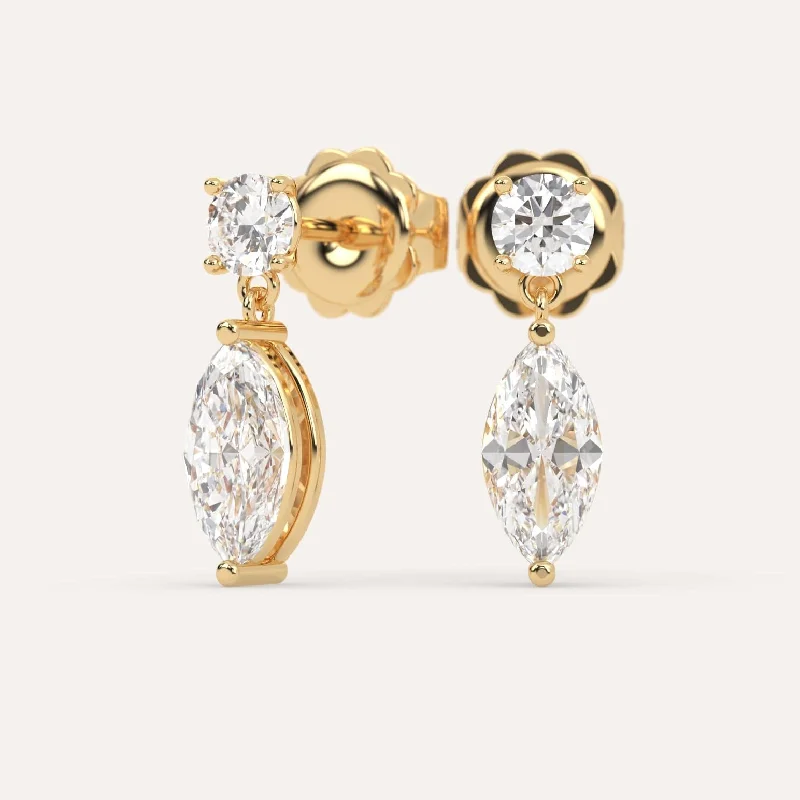 Shop High-Quality Jewelry At Jaw-Dropping Discounts 2 carat Marquise Diamond Drop Earrings