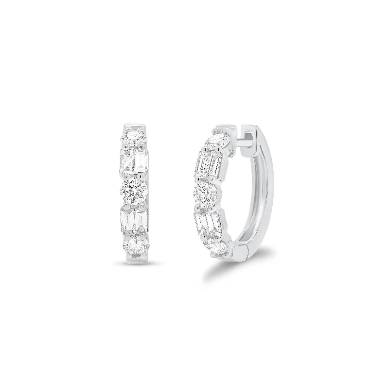 Shop Dazzling Jewelry At The Best Prices Mixed Shape Diamond Huggie Earrings