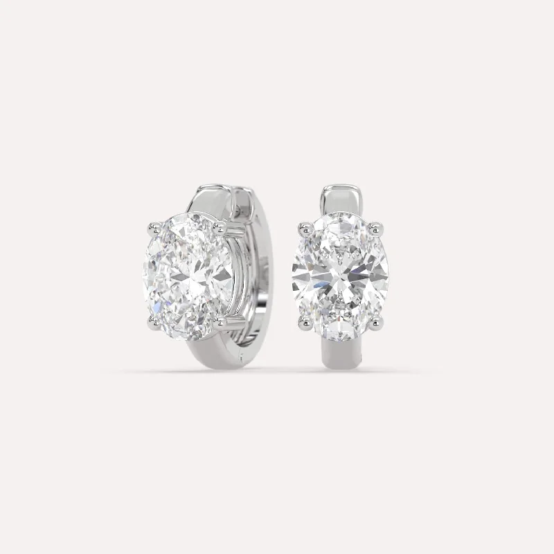 Luxury Handcrafted Jewelry For Elegant Looks 3 carat Oval Diamond Hoop Earrings