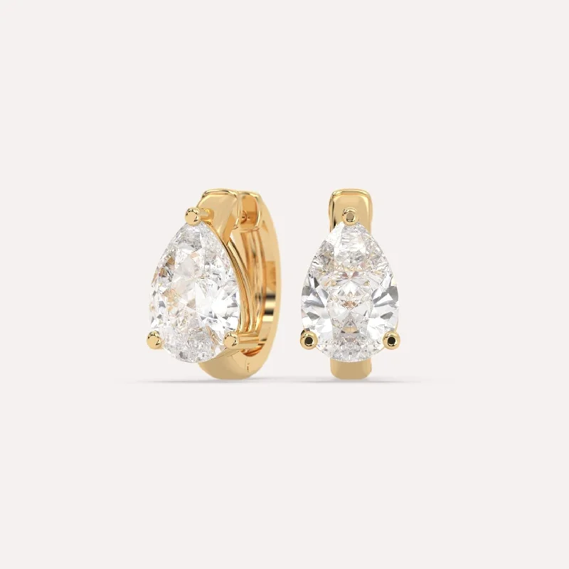 Stunning Jewelry At A Fraction Of The Price 3 carat Pear Diamond Hoop Earrings