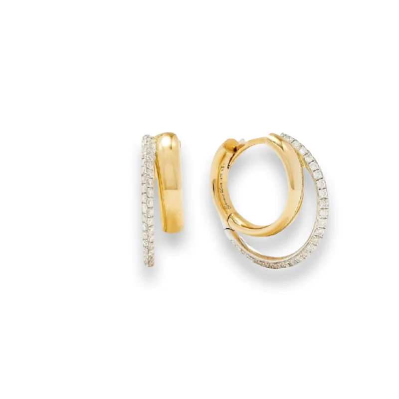 Celebrate Every Occasion With Sparkling Savings 50/50 Diamond & Gold Split Huggie Hoops Earrings Celebrate Every Occasion With Sparkling Savings 50/50 Diamond & Gold Split Huggie Hoops Earrings