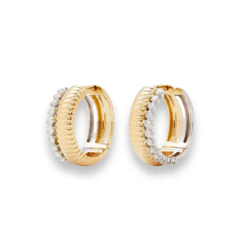 Make Your Outfit Shine With Discounted Jewelry 50/50 Fluted Gold & Diamond Huggie Hoop Earrings Make Your Outfit Shine With Discounted Jewelry 50/50 Fluted Gold & Diamond Huggie Hoop Earrings