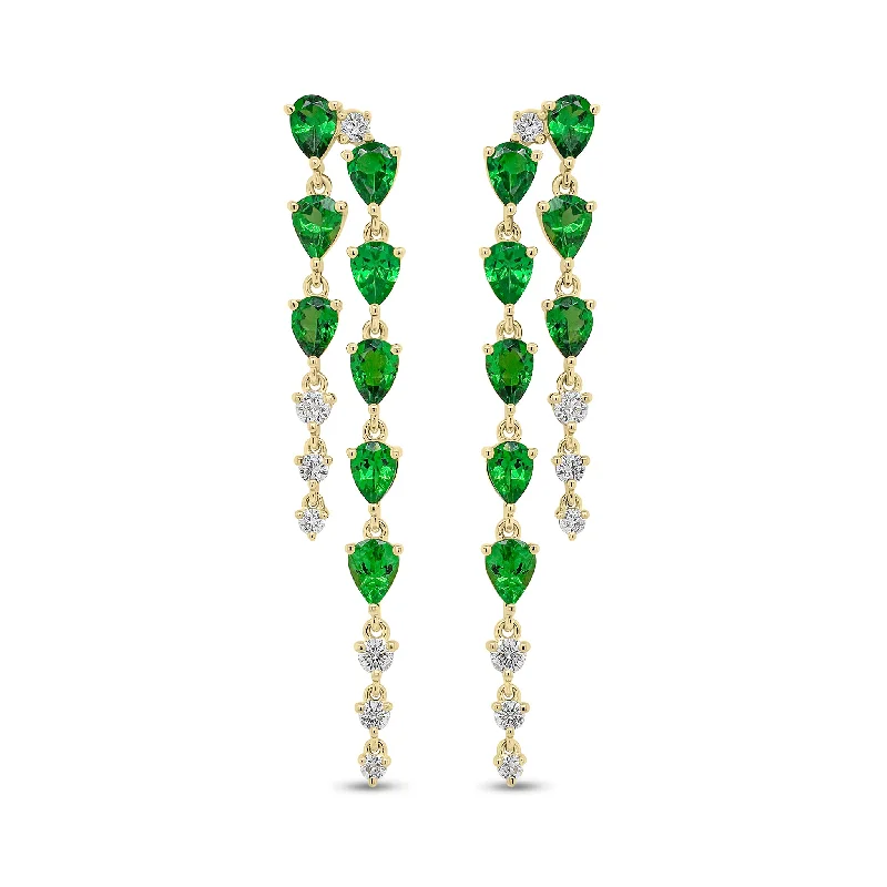 Exclusive Jewelry Sale – Shine For Less Tsavorite & Diamond Double Drop Earrings