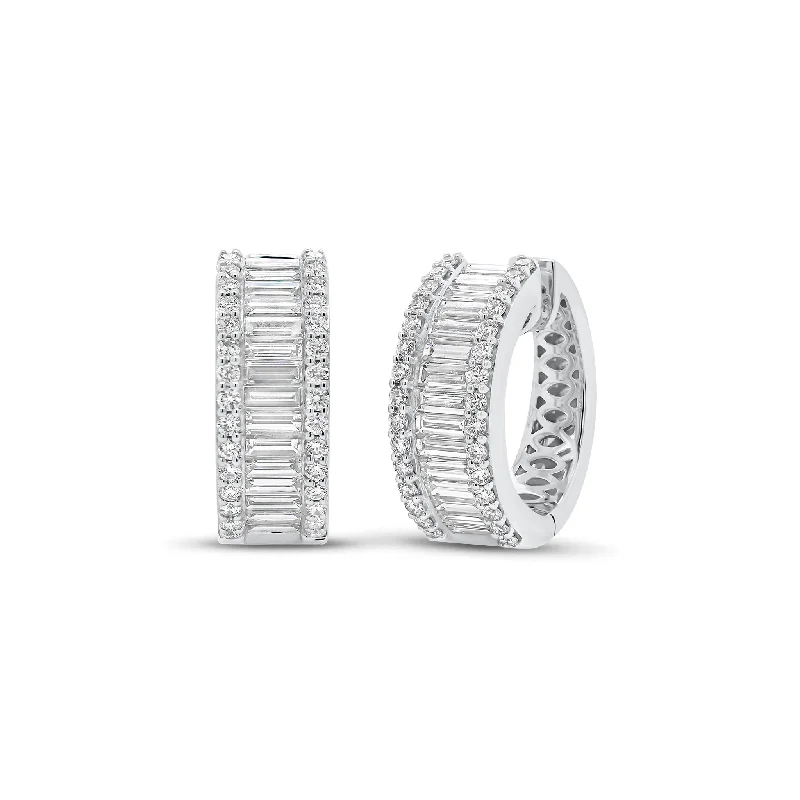 Celebrate Every Occasion With Sparkling Savings Baguette & Round Diamond Wide Huggie Earrings Celebrate Every Occasion With Sparkling Savings Baguette & Round Diamond Wide Huggie Earrings