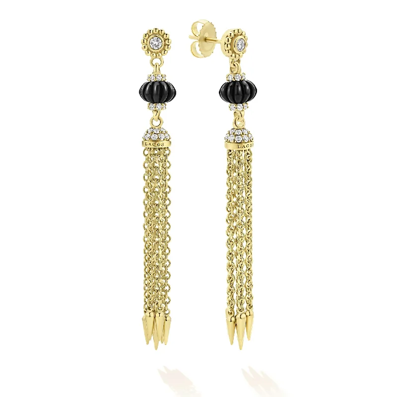 Gorgeous Jewelry, Limited-Time Savings Studio 18K Gold Tassel Earrings with Black Onyx and Diamonds Gorgeous Jewelry, Limited-Time Savings Studio 18K Gold Tassel Earrings with Black Onyx and Diamonds