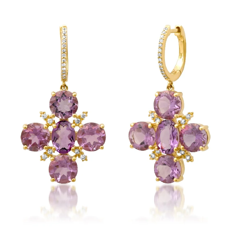 Unmissable Discounts On Timeless Jewelry Pieces Chunky Amethyst Drop Huggie Hoop Earrings