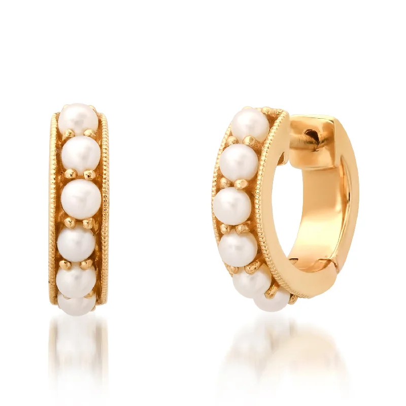 Seasonal Jewelry Deals – Elevate Your Style Darling Pearl Huggie Hoops Earrings