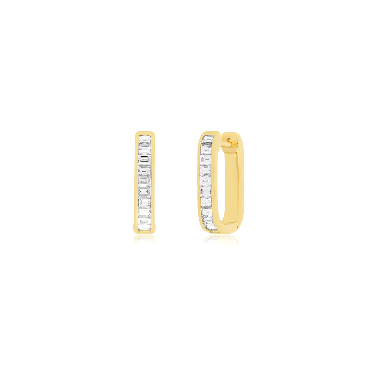 Waterproof Stainless Steel Jewelry For Lasting Beauty Diamond Baguette Jumbo Lola Huggie Hoop Earrings Waterproof Stainless Steel Jewelry For Lasting Beauty Diamond Baguette Jumbo Lola Huggie Hoop Earrings