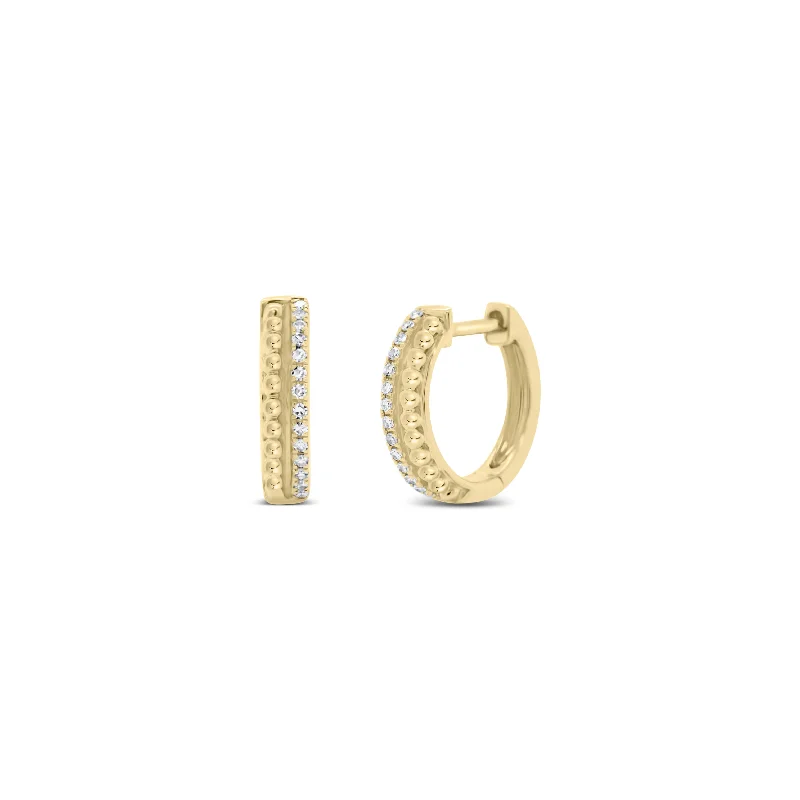 Limited Stock On Premium Jewelry At Low Prices Diamond & Beaded Gold Huggie Earrings