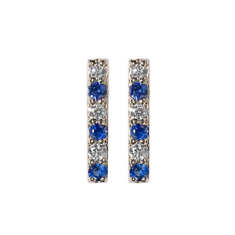 Luxury Jewelry Without The Luxury Price Tag Diamond/Blue Sapphire Gemstone Bar Studs Luxury Jewelry Without The Luxury Price Tag Diamond/Blue Sapphire Gemstone Bar Studs