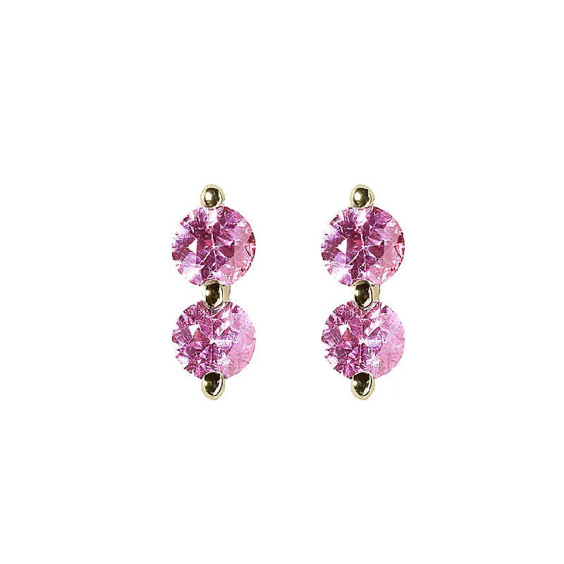 Dainty Floral Jewelry For Feminine Elegance Pink Sapphire Doubles Studs