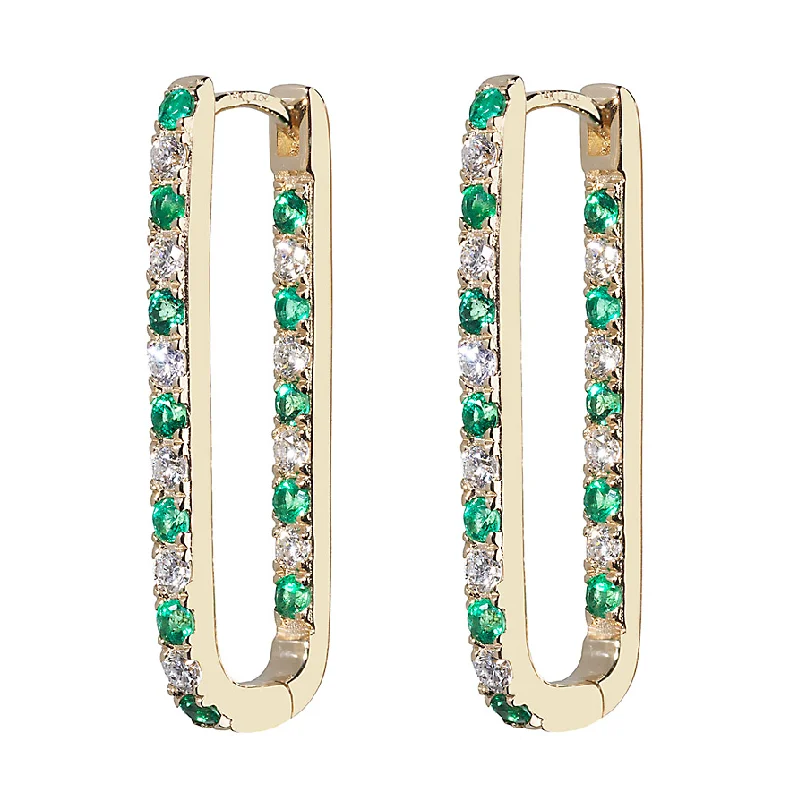 Fashion-Forward Jewelry At Incredible Prices Diamond + Emerald Inside Out Large Paperclip Hoop Earring Fashion-Forward Jewelry At Incredible Prices Diamond + Emerald Inside Out Large Paperclip Hoop Earring