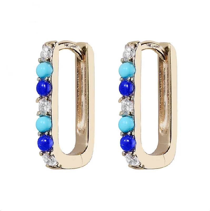 The Biggest Jewelry Sale Of The Year Is Here Diamond, Lapis & Turquoise Small Paperclip Hoop Earring