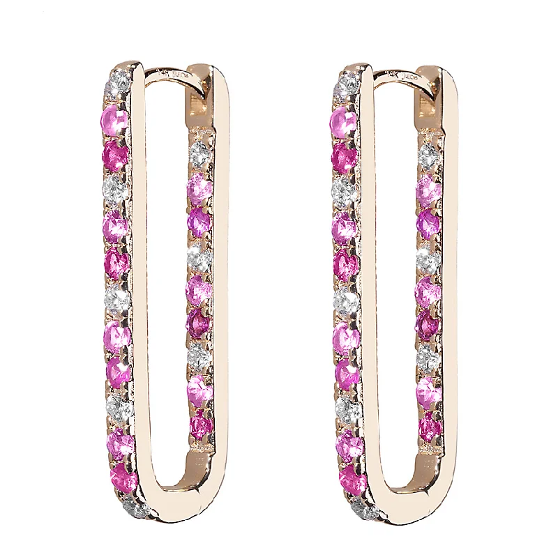Chic, Trendy, And Affordable Jewelry Sale Diamond + Ombré Sapphire Inside Out Paperclip Hoop Earring Chic, Trendy, And Affordable Jewelry Sale Diamond + Ombré Sapphire Inside Out Paperclip Hoop Earring