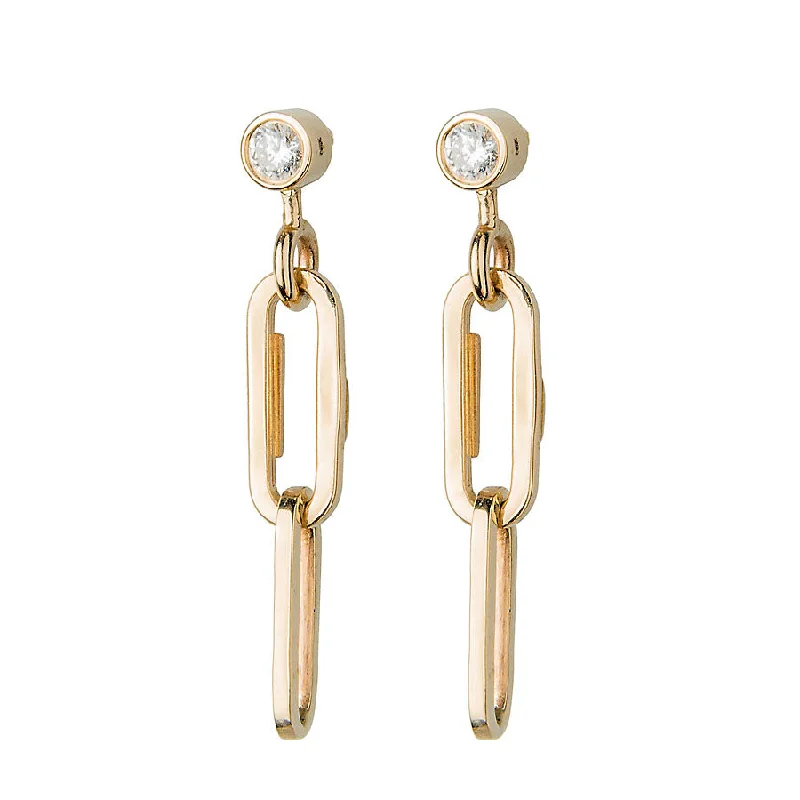 Shine Bright With Our Special Jewelry Promotions Diamond & Paperclip Chain Earring Shine Bright With Our Special Jewelry Promotions Diamond & Paperclip Chain Earring