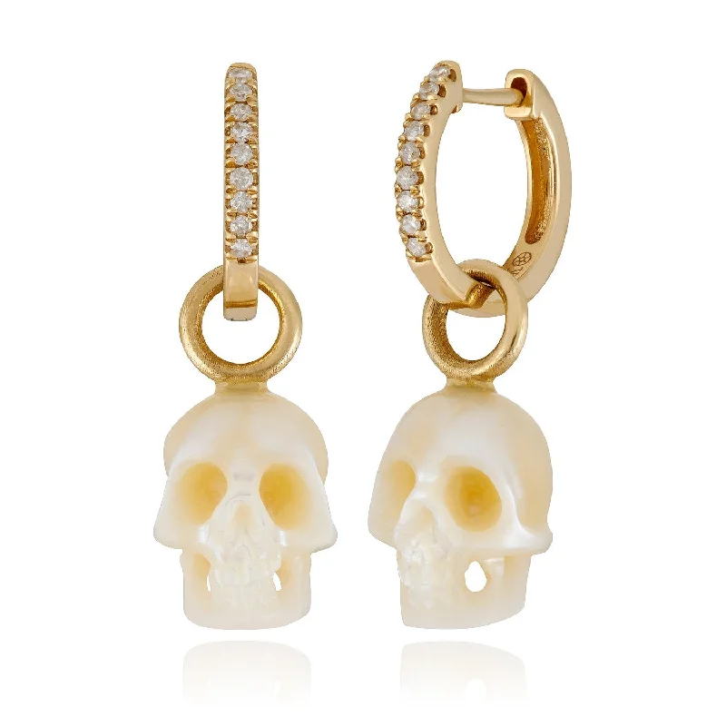 Affordable Luxury Jewelry For Every Occasion Diamond & Pearl Miniature Skull Huggies Affordable Luxury Jewelry For Every Occasion Diamond & Pearl Miniature Skull Huggies