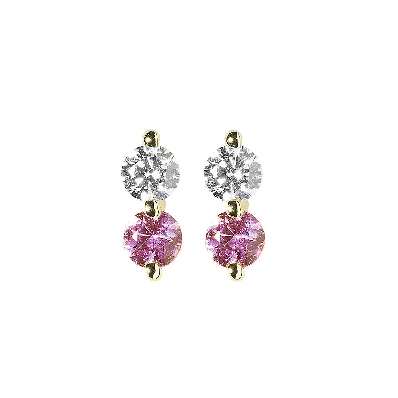 Fashion-Forward Geometric Jewelry For Contemporary Style Diamond + Pink Sapphire Doubles Studs