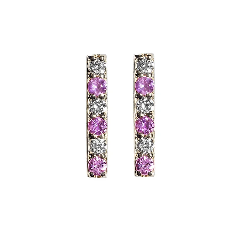 Affordable Elegance – Special Jewelry Sale Now Live Diamond/Pink Sapphire Gemstone Bar Studs Affordable Elegance – Special Jewelry Sale Now Live Diamond/Pink Sapphire Gemstone Bar Studs