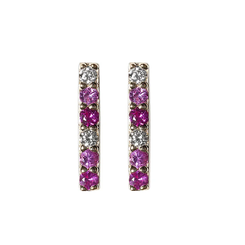 Stunning Statement Jewelry, Unbeatable Discounts Diamond/Pink Sapphire/Ruby Gemstone Bar Studs Stunning Statement Jewelry, Unbeatable Discounts Diamond/Pink Sapphire/Ruby Gemstone Bar Studs
