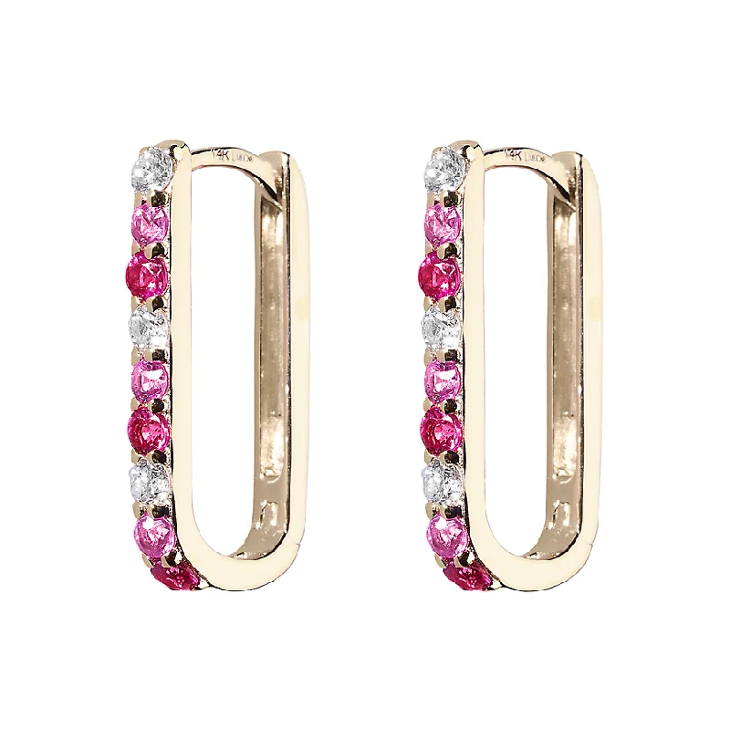 Flash Deals On Fine Jewelry – Shop Before It's Gone Diamond, Pink Sapphire & Ruby Small Paperclip Hoop Earring Flash Deals On Fine Jewelry – Shop Before It's Gone Diamond, Pink Sapphire & Ruby Small Paperclip Hoop Earring