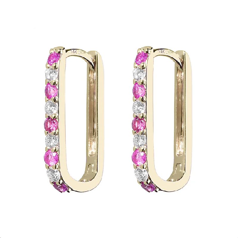 Unique Jewelry For Less – Shop The Sale Now Diamond + Pink Sapphire Small Paperclip Hoop Earring Unique Jewelry For Less – Shop The Sale Now Diamond + Pink Sapphire Small Paperclip Hoop Earring