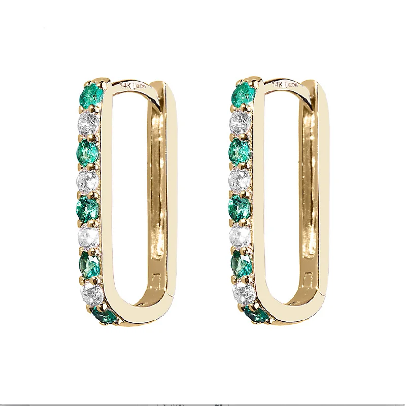 Flash Jewelry Sale – Get Stunning Pieces At Low Prices Diamond + Emerald Small Paperclip Hoop Earring Flash Jewelry Sale – Get Stunning Pieces At Low Prices Diamond + Emerald Small Paperclip Hoop Earring