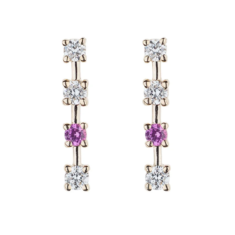 Clearance Sale On High-End Jewelry Collections Diamond & Pink Sapphire Sparkling Sugar Stud Earring Clearance Sale On High-End Jewelry Collections Diamond & Pink Sapphire Sparkling Sugar Stud Earring
