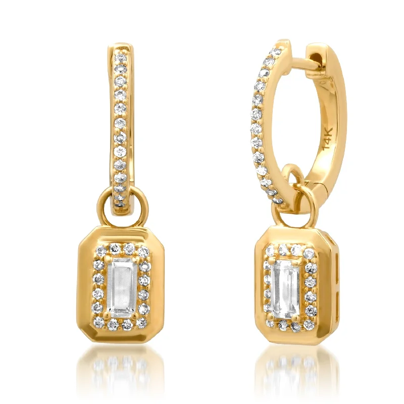 Last Chance To Grab Your Favorite Jewelry At A Discount Emerald Cut Topaz & Diamond Baguette Huggie Hoop Earrings Last Chance To Grab Your Favorite Jewelry At A Discount Emerald Cut Topaz & Diamond Baguette Huggie Hoop Earrings