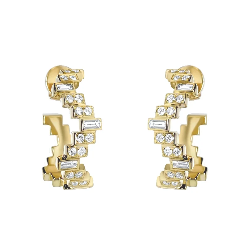 Unbeatable Offers On Luxury And Everyday Jewelry Small Enlightenment Equilibrium Baguette & Round Diamond Hoop Earrings