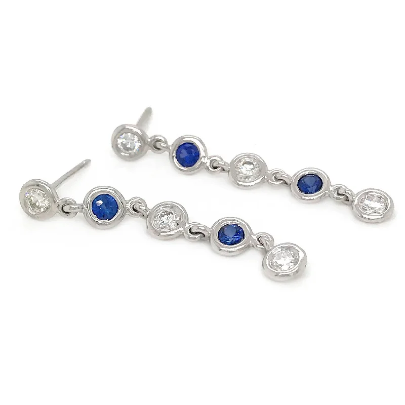 Huge Savings On Premium Jewelry Styles Diamond and Sapphire Drop Earrings