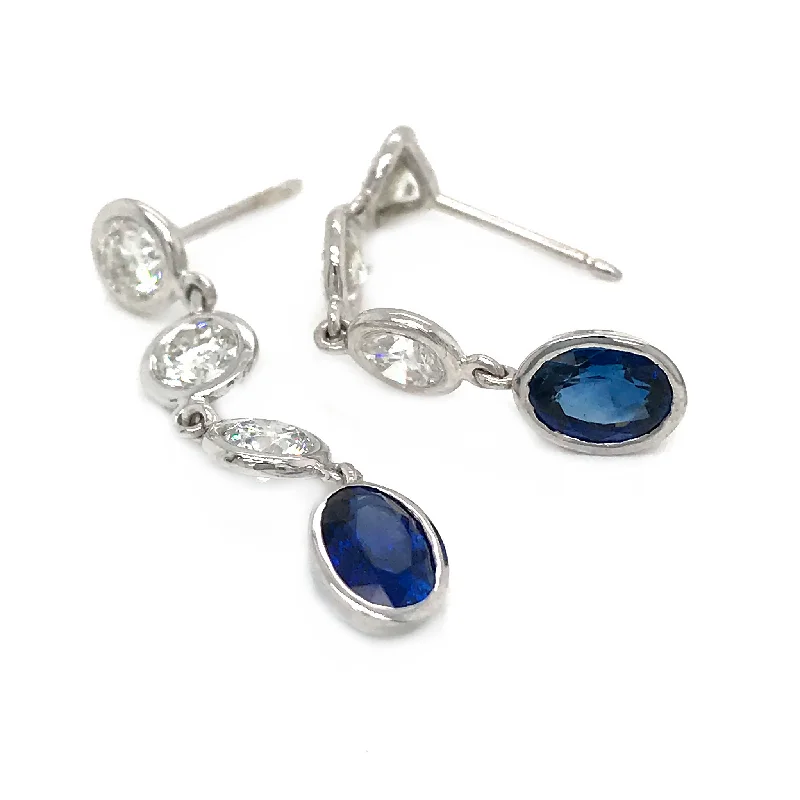 Seasonal Jewelry Deals – Elevate Your Style Diamond & Blue Sapphire Drop Earrings