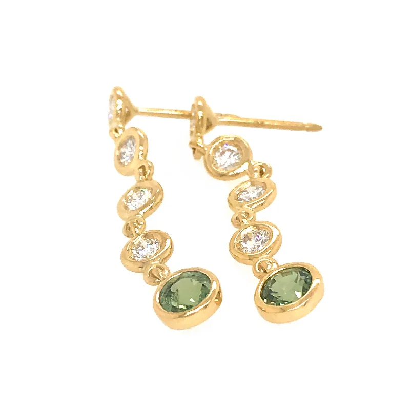 Personalized Jewelry At Special Discount Rates Diamond and Green Sapphire Drop Earrings Personalized Jewelry At Special Discount Rates Diamond and Green Sapphire Drop Earrings