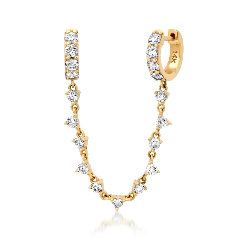 Don't Miss Our Biggest Jewelry Sale Of The Season Full Glam Double Pierce Diamond Huggie Hoop Chain Earring Don't Miss Our Biggest Jewelry Sale Of The Season Full Glam Double Pierce Diamond Huggie Hoop Chain Earring