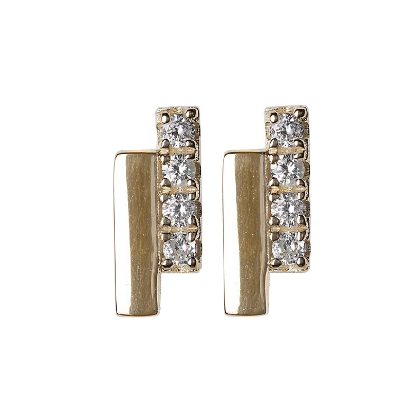 Affordable Gold-Plated Jewelry For Modern Fashion Gold + Diamond Bar Studs